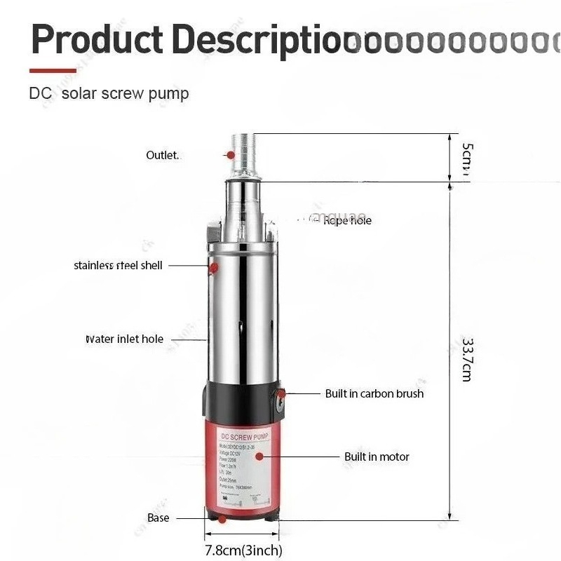 DC Solar Pump 12V 24V 36V 48V  - огляд і ціна Solar Water Pump 48V Submersible