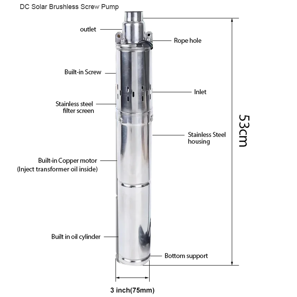 750W 48V 60V 72V Solar Deep We - огляд і ціна Solar Water Pump 48V Submersible