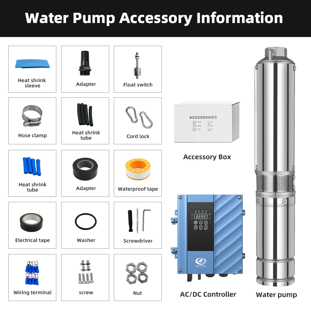 DIFFUL 4 inch 2200W Solar Deep - огляд і ціна Solar Water Pump 2200W 4 Inch